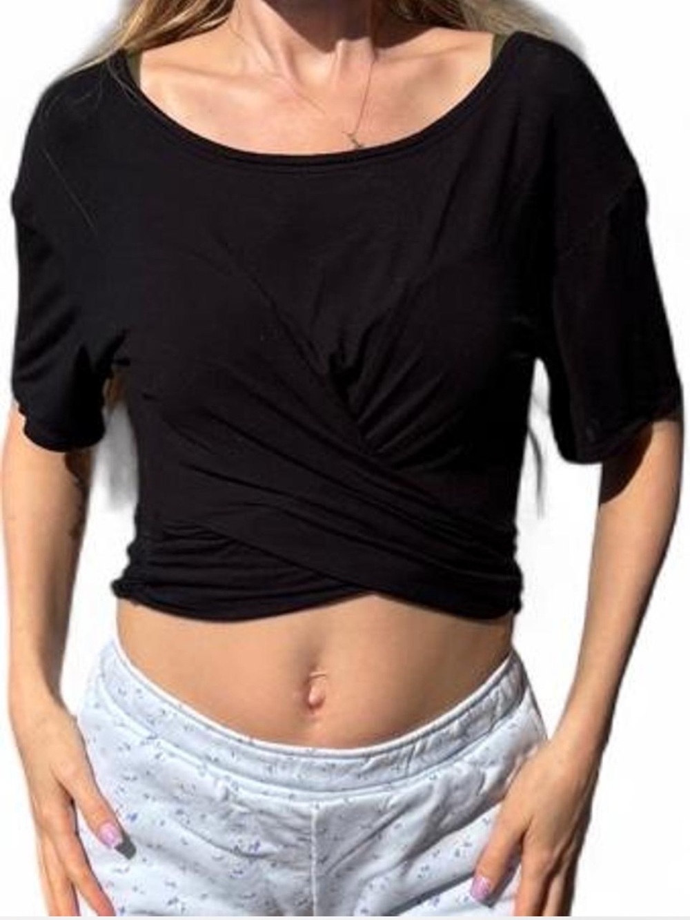 Victoria’s Secret model heavenly crossover twist tie crop top tee shirt style XS